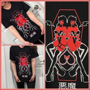Japan Kawaii Harajuku Sexy Devil Japanese text shirt